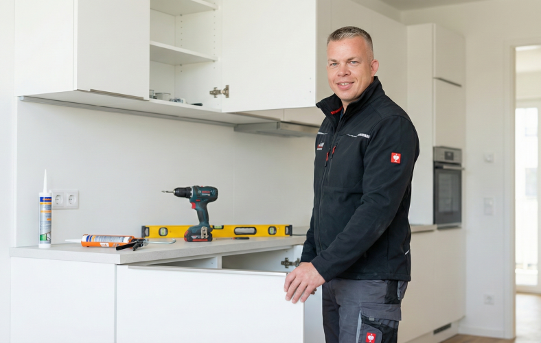Montage von Küchenmodulen, Arbeitsplatten und Geräten mit sauberer und passgenauer Ausführung.
